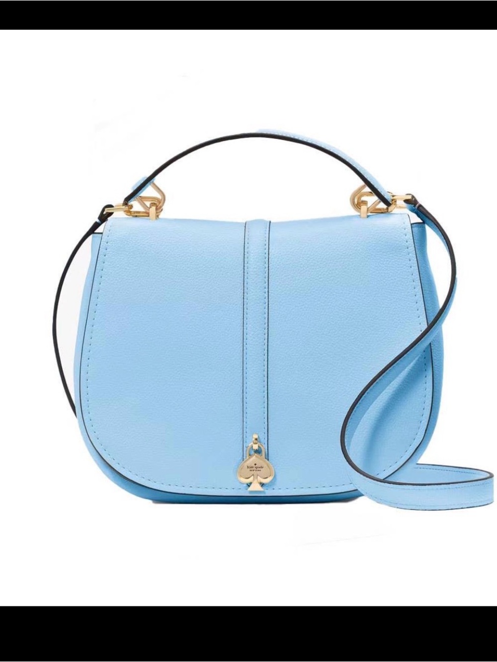 kate spade Montauk Blue Pebbled Leather Saddle Crossbody Bag